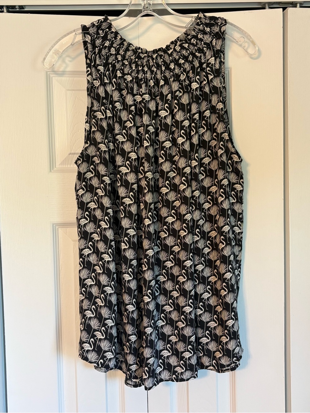 LOFT Black & White Flamingo Print Sleeveless Blouse